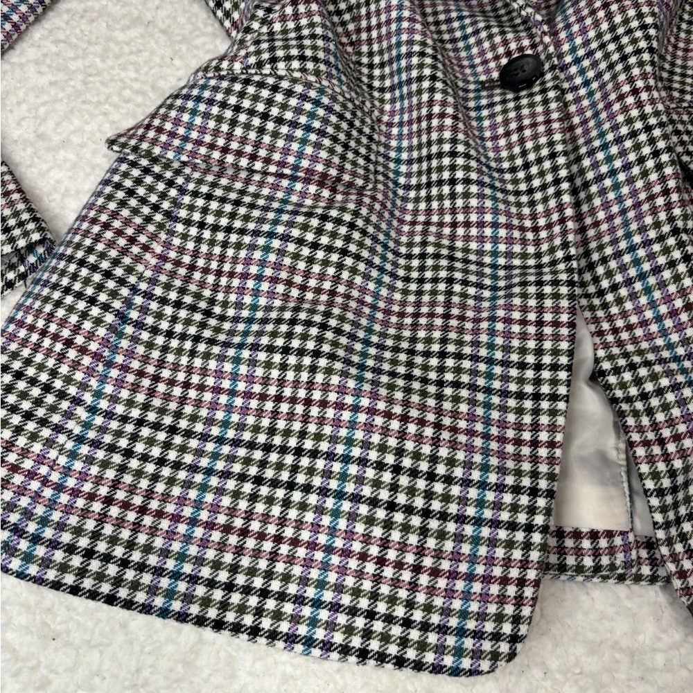Talbots Women Multicolor Houndstooth Wool Blend Single Button Blazer - Picture 5 of 12